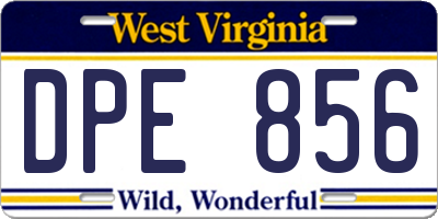 WV license plate DPE856