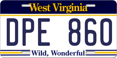 WV license plate DPE860
