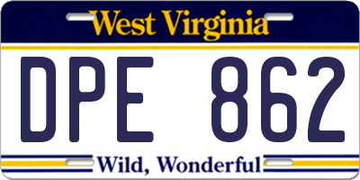 WV license plate DPE862