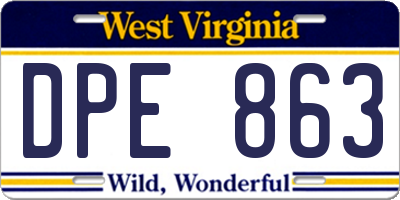 WV license plate DPE863