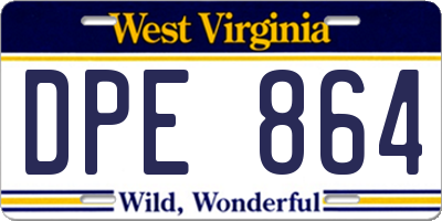 WV license plate DPE864