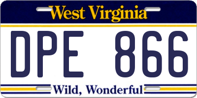WV license plate DPE866