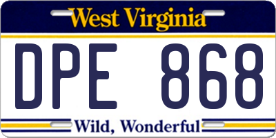 WV license plate DPE868
