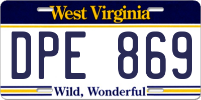 WV license plate DPE869