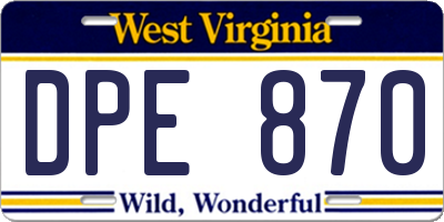 WV license plate DPE870