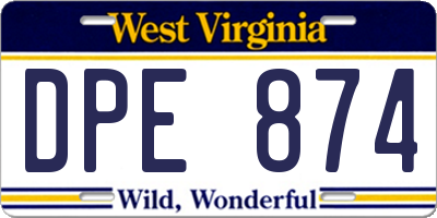 WV license plate DPE874