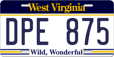 WV license plate DPE875
