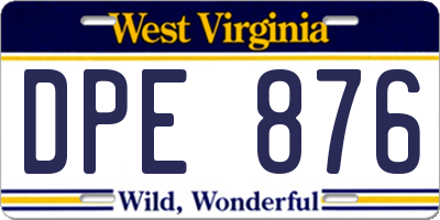 WV license plate DPE876