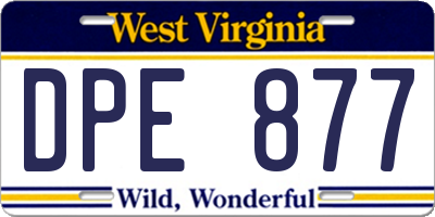 WV license plate DPE877