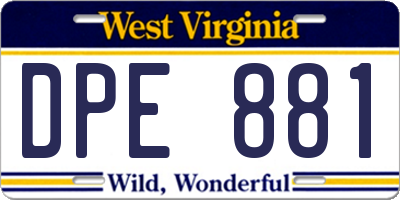 WV license plate DPE881