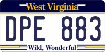 WV license plate DPE883