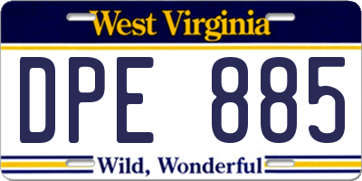 WV license plate DPE885
