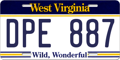 WV license plate DPE887