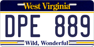 WV license plate DPE889