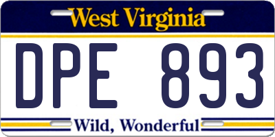WV license plate DPE893