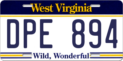WV license plate DPE894