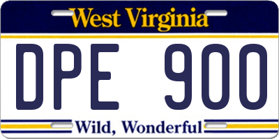 WV license plate DPE900