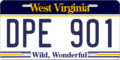 WV license plate DPE901