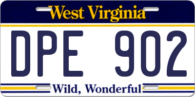 WV license plate DPE902
