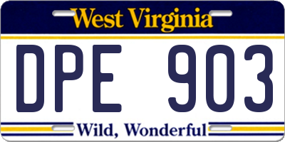 WV license plate DPE903
