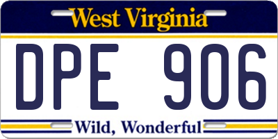 WV license plate DPE906