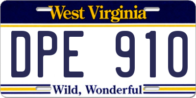 WV license plate DPE910