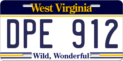 WV license plate DPE912