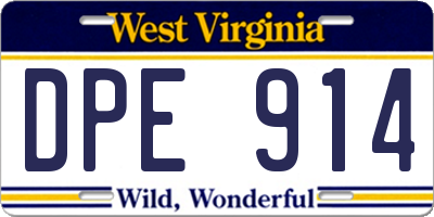 WV license plate DPE914