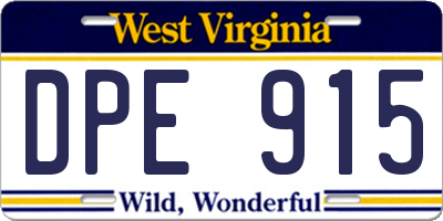 WV license plate DPE915