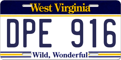 WV license plate DPE916