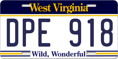 WV license plate DPE918
