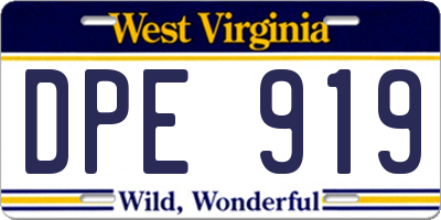 WV license plate DPE919