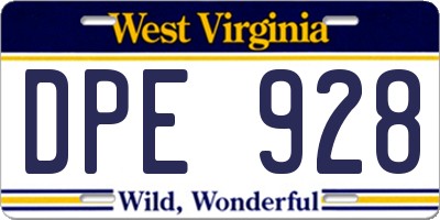 WV license plate DPE928