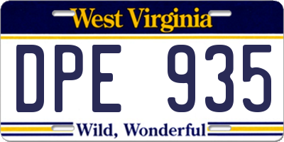 WV license plate DPE935