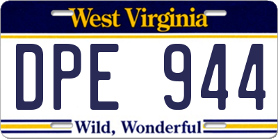 WV license plate DPE944