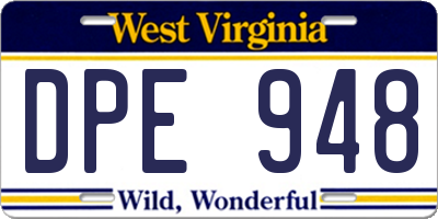 WV license plate DPE948