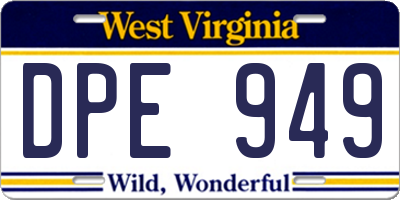 WV license plate DPE949