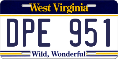 WV license plate DPE951