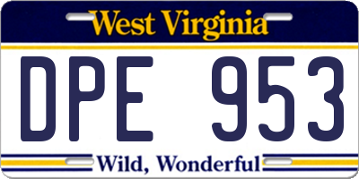 WV license plate DPE953