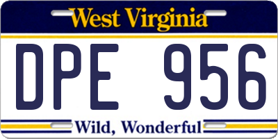 WV license plate DPE956