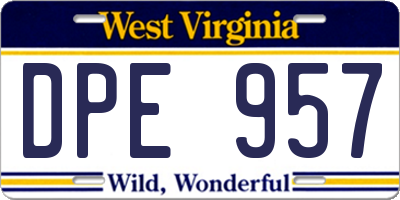 WV license plate DPE957
