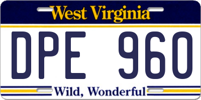 WV license plate DPE960