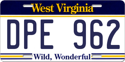 WV license plate DPE962