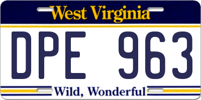 WV license plate DPE963