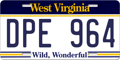 WV license plate DPE964