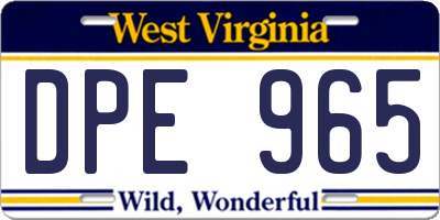 WV license plate DPE965