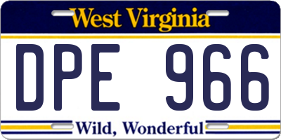 WV license plate DPE966
