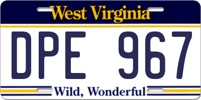 WV license plate DPE967