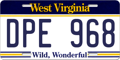 WV license plate DPE968