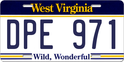 WV license plate DPE971